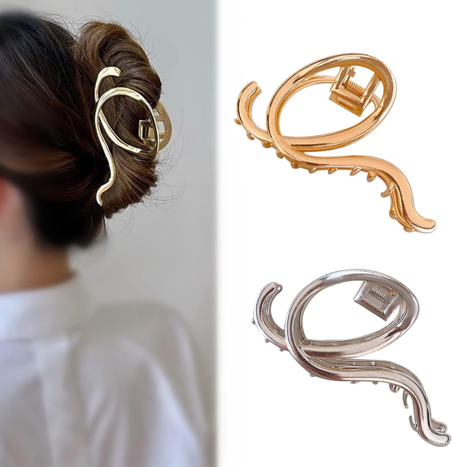 Kettion Pack of 2 Hair Clips, Large Metal Hair Clips for Thick and Thin Hair, Strong Hold, Hair Accessories for Women and Girls image number 5