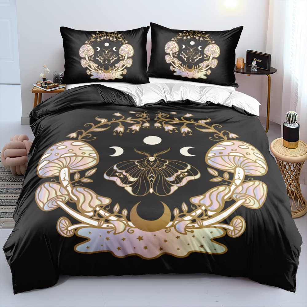Holiyjog Mushroom Duvet Cover King Trippy Comforter Cover Aesthetic Bedding Set Colorful Bed Set Spring Mushroom Bedroom Decor image number 2
