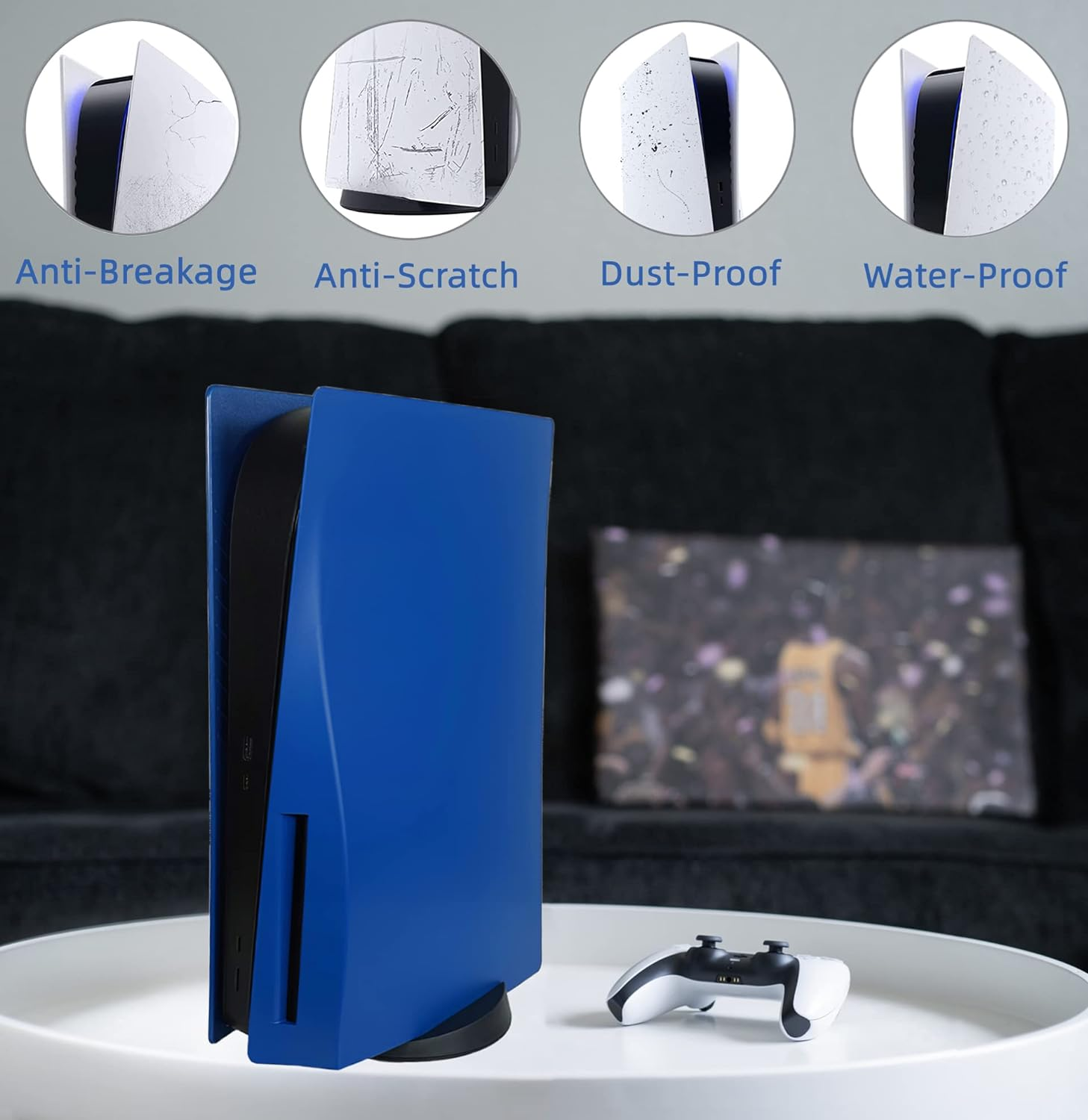 Disc Edition Face Plates Cover Skins Shell Panels for PS5 Console, Accessories for Playstation 5 Protective Shell Replacement Faceplate (Blue)