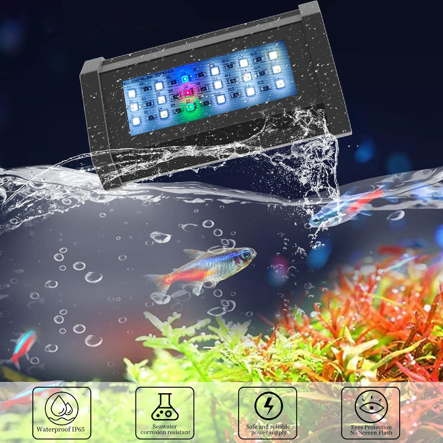 Lominie LED Aquarium Light,2-Channels Manual Timer Dimmer Planted Fish Light with Adjustable Gooseneck,Full Spectrum Plant Fish Tank Clip on Light, with Remote Controller.(Freshwater,) image number 5