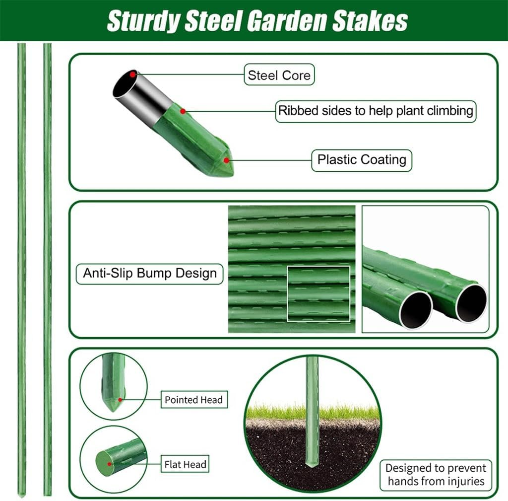 Garden Stakes Steel Plant Tomato Flowers and Vegetables with Plastic Coat, for Climbing Gardening Supplies (24 Inch) Accessories (Size : 8X60CM)
