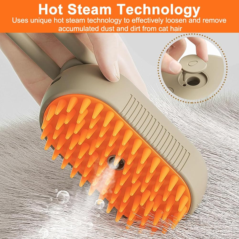 Cat Brush with Steam, 3 in 1 Cat Brush Steaming Cat Spray Massage Comb Cat Brush with Water, Steamy Brush Cat Pet Spray Massage Comb Cat Brush for Massage Hair Removal image number 1