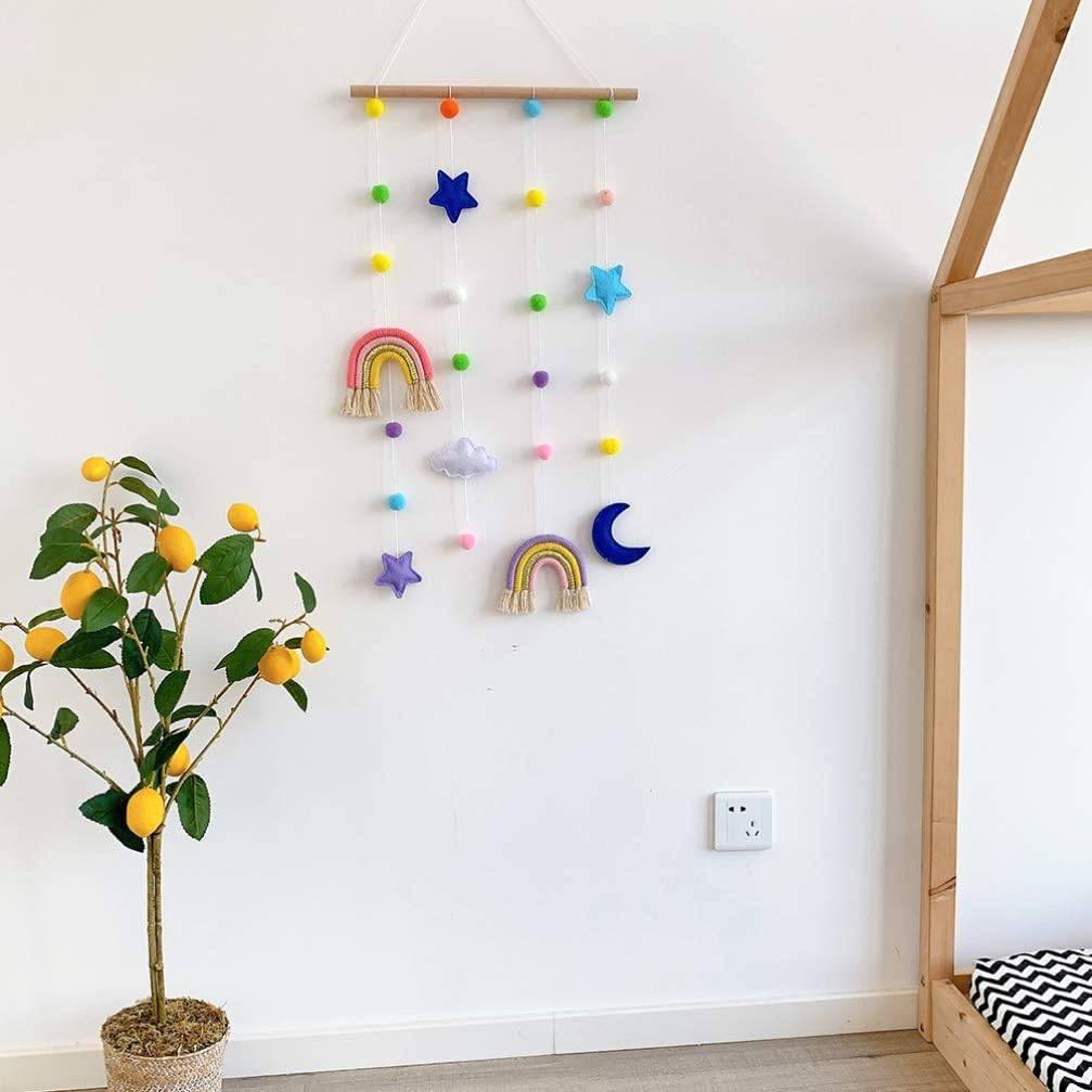 KESYOO Hanging Photo Display Wall Hanging Decorations Baby Nursery Ceiling Mobile Cloud Star Moon Hanging Ornament Baby Shower Kids Room Hanging Decorations