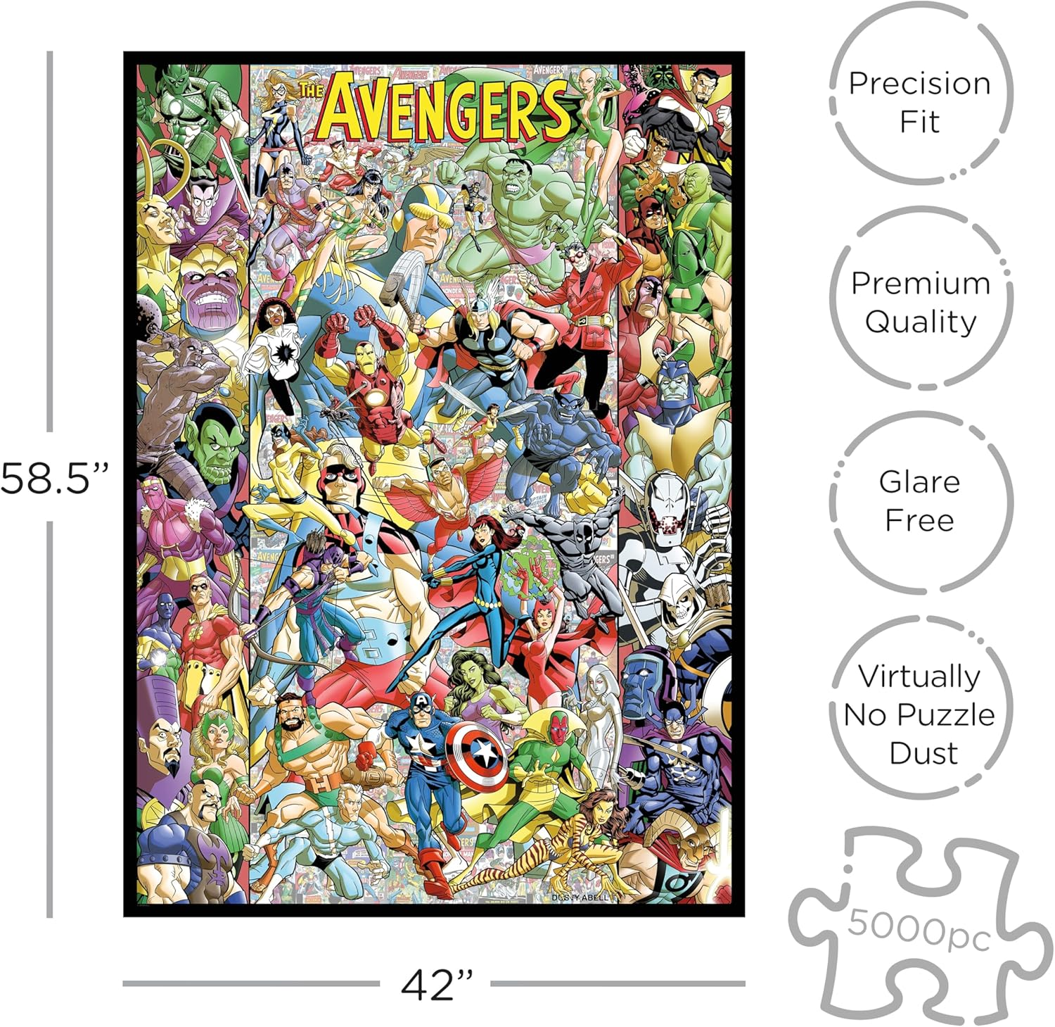 AQUARIUS Avengers 60Th Anniversary S000Pc Puzzle (5000 Piece Jigsaw Puzzle) - Glare Free - Precision Fit - Officially Licensed Marvel Merchandise & Collectibles - 58.8 X 42 Inches image number 1