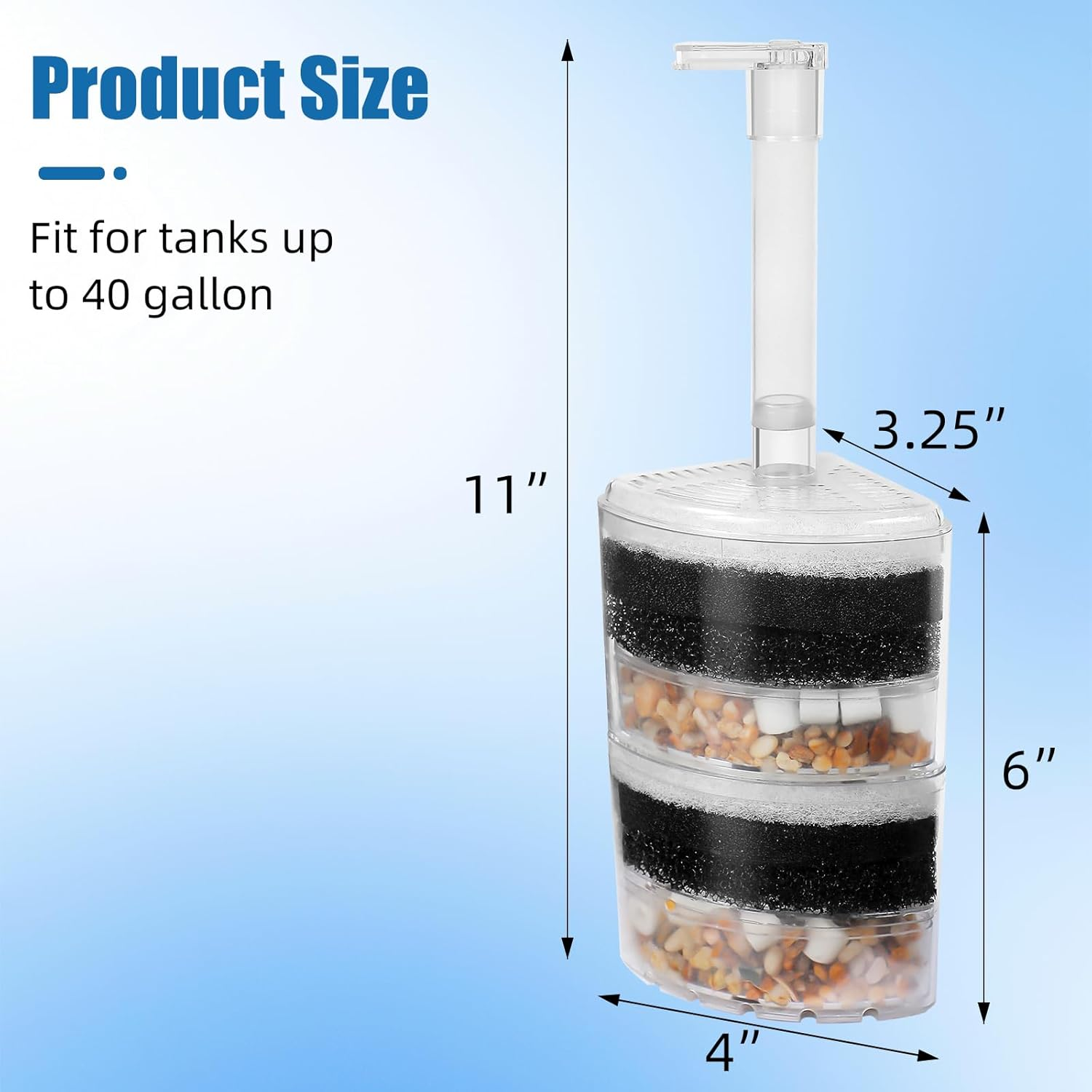 AQUANEAT Aquarium Air Driven Bio Corner Filter Sponge for Fry Shrimp Nano Fish Tank with Airline Tubing, Air Pump Valves, Suction Cups image number 1