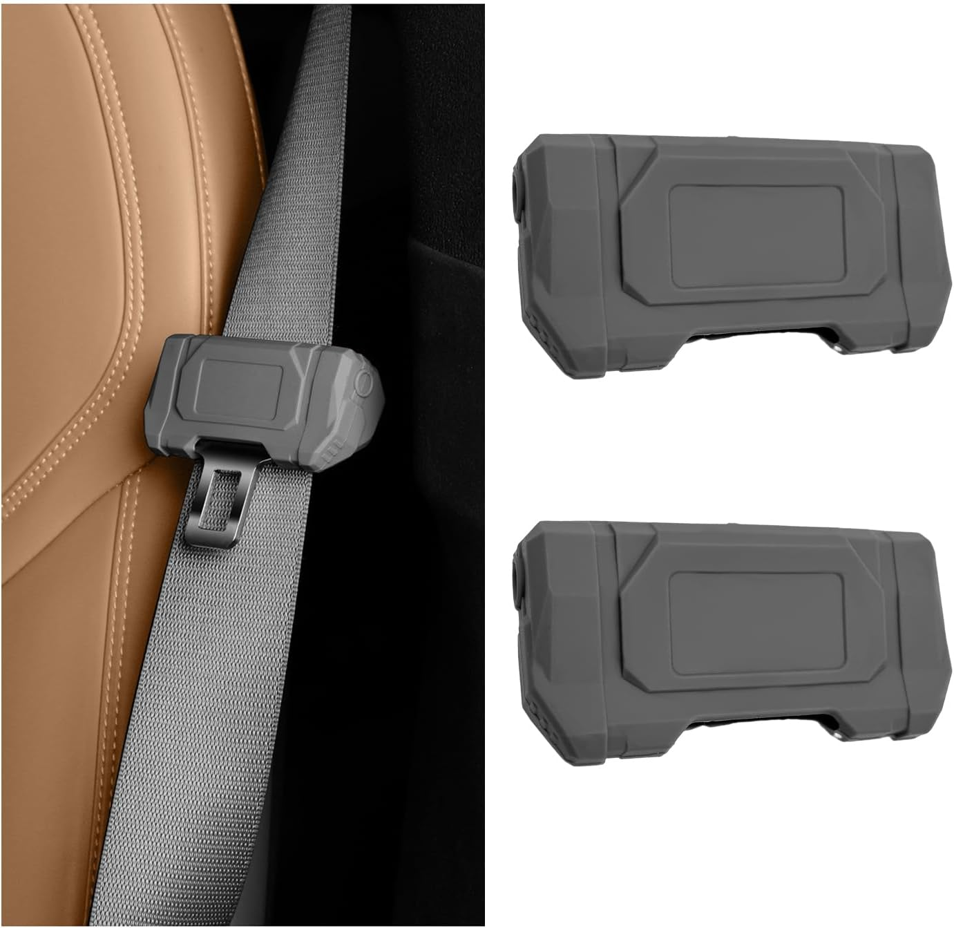 Sylvil 2 PCS Car Seat Belt Buckle Covers, Anti-Scratch Silicon Seat Belt Buckle Protector for Car Safety, Automotive Seat Belt Clips Cover for Van Truck, Interior Car Accessories (White)