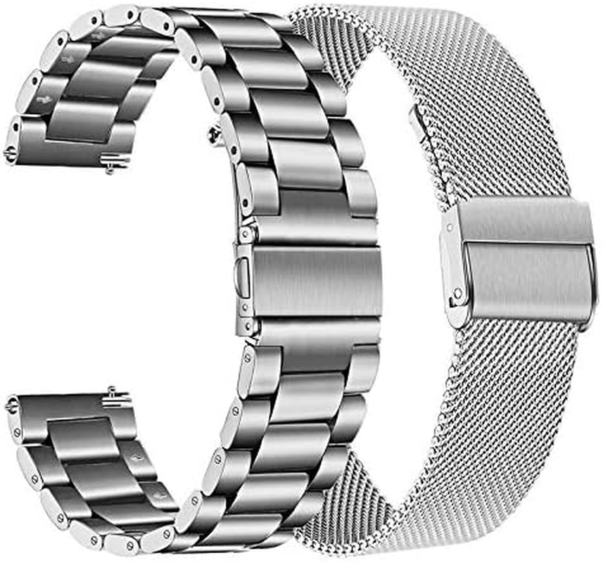Trumirr Replacement for Huawei Watch GT 4 46 Mm/Huawei Watch 4 Pro/Huawei Watch GT 3 Pro 46 Mm/Gt 2 Pro Strap, 22 Mm Solid Stainless Steel Woven Mesh Metal Bracelet Replacement Strap for Huawei Watch