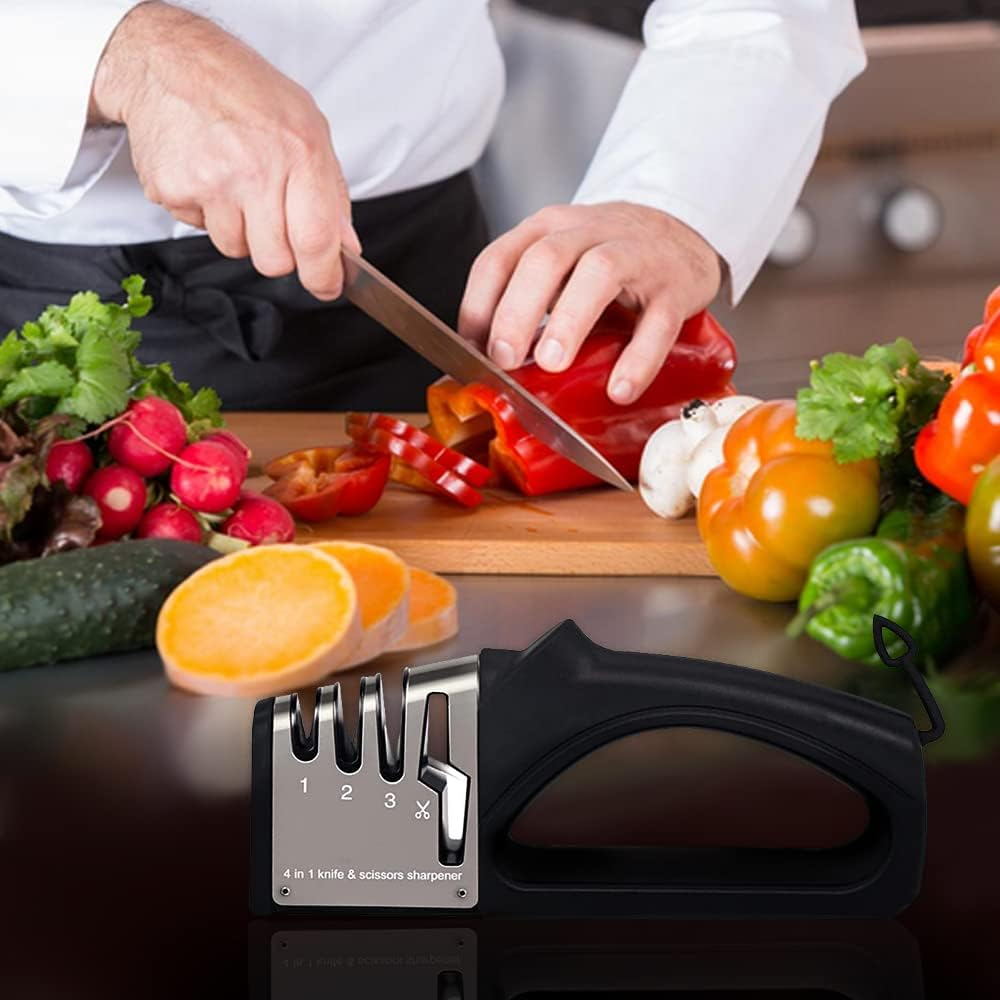 4-In-1 Kitchen Knife Sharpener,Stable Non-Slip Base,Really Works for Ceramic and Steel Knives, Scissors.It Can Play a Great Role in the Tool Room or Kitchen image number 2