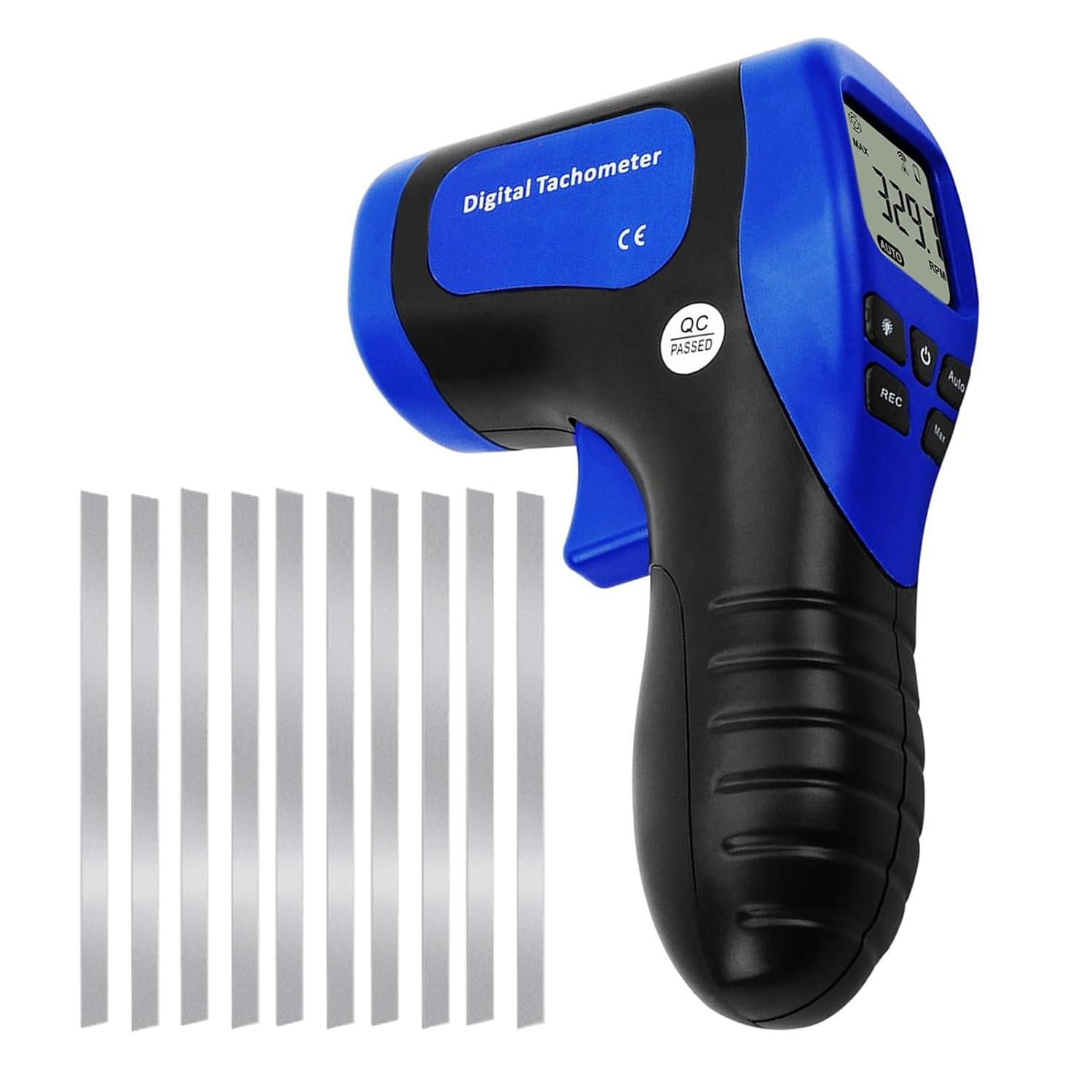 Laser Photo Tachometer Motor Speed Gauge Tester Non-Contact RPM Meter Motor Speed Gauge Gun - Accurate RPM Measurement with Rotational Record (Digital Tachometer)