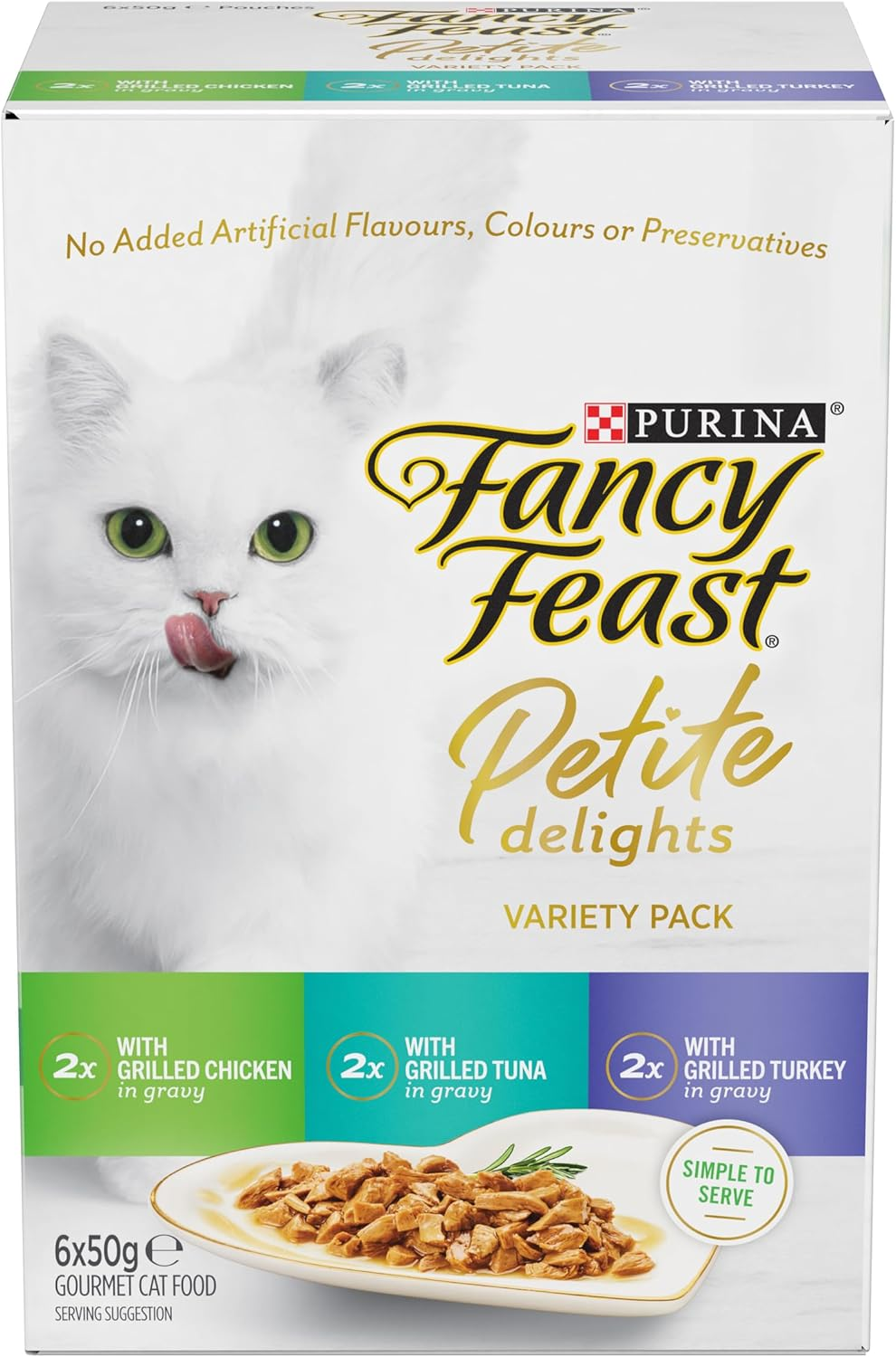 Fancy Feast Adult Petite Delights Chicken Tuna & Turkey Grilled Wet Cat Food 6X50G image number 4