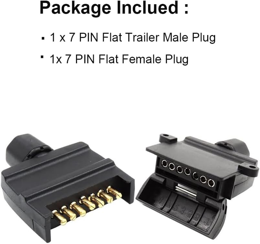 7 Pin Flat Trailer Plug Male & Female Socket Set Caravan Boat Adaptor Connector for Caravan Trailer Truck RV Boat image number 1