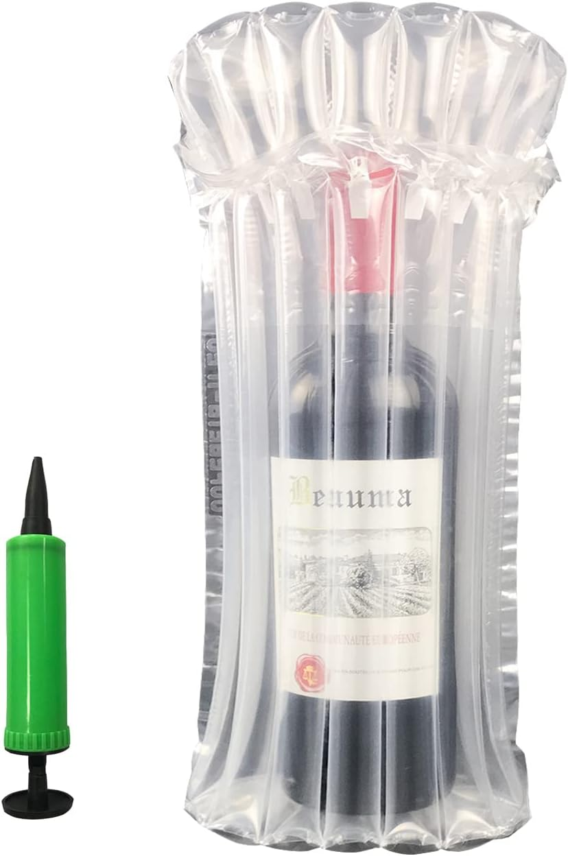 20 Pack Wine Bottle Protector Bags, Inflatable Air Column Cushion Bags with Pump for Safe Transportation image number 2