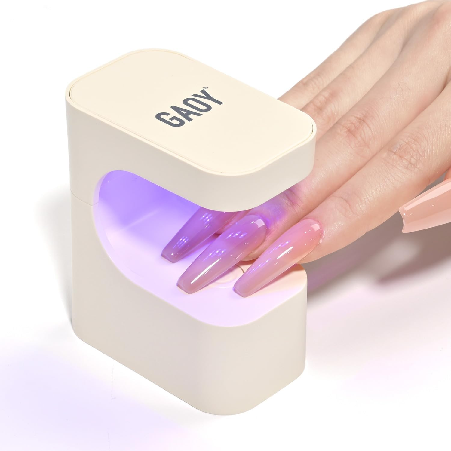 GAOY Mini UV Light for Gel Nails, Rechargeable LED Nail Lamp with 2 Timers, Cordless Portable UV Light for Fast Curing, Creamy White