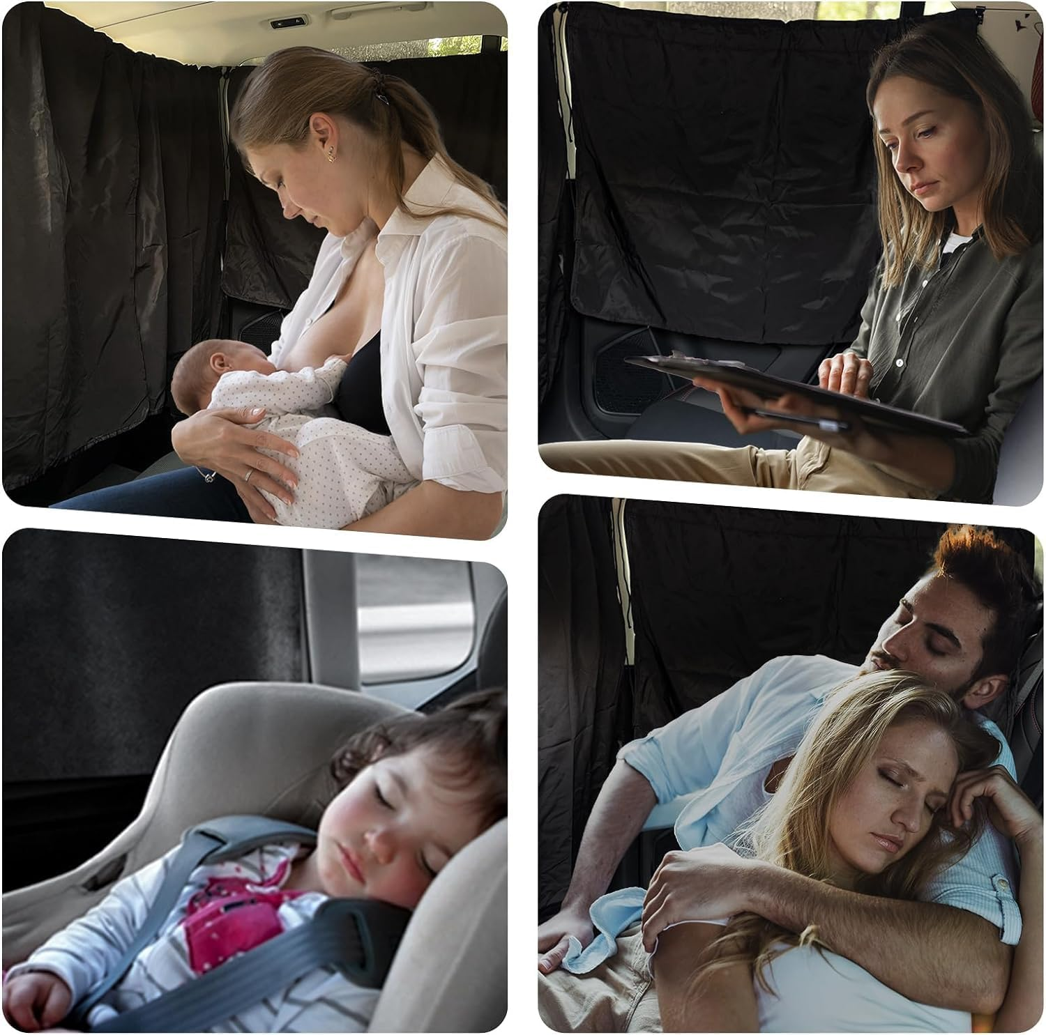 BEANPRECOY 3Pcs Car Privacy Curtains 95 Percent Blackout Car Window Covers UV Protection for Car Camping Breathable Comfortable Easy to Clean Rear Seat Curtains Adapt to All Kinds of Cars Suvs Pickups image number 1