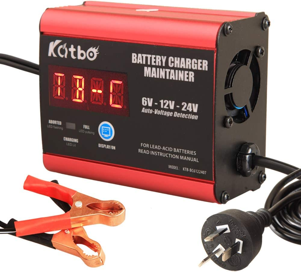 Katbo Battery Charger Maintainer 10A/7A 6V 12V 24V Automatic Voltage Detection Real-Time Battery Monitoring image number 4