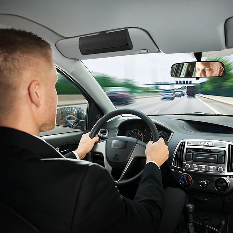 Sunglasses Holder for Car Sun Visor, Leather Auto Eyeglasses Storage Case, Sun Visor Glasses Holder Organizer Box image number 2