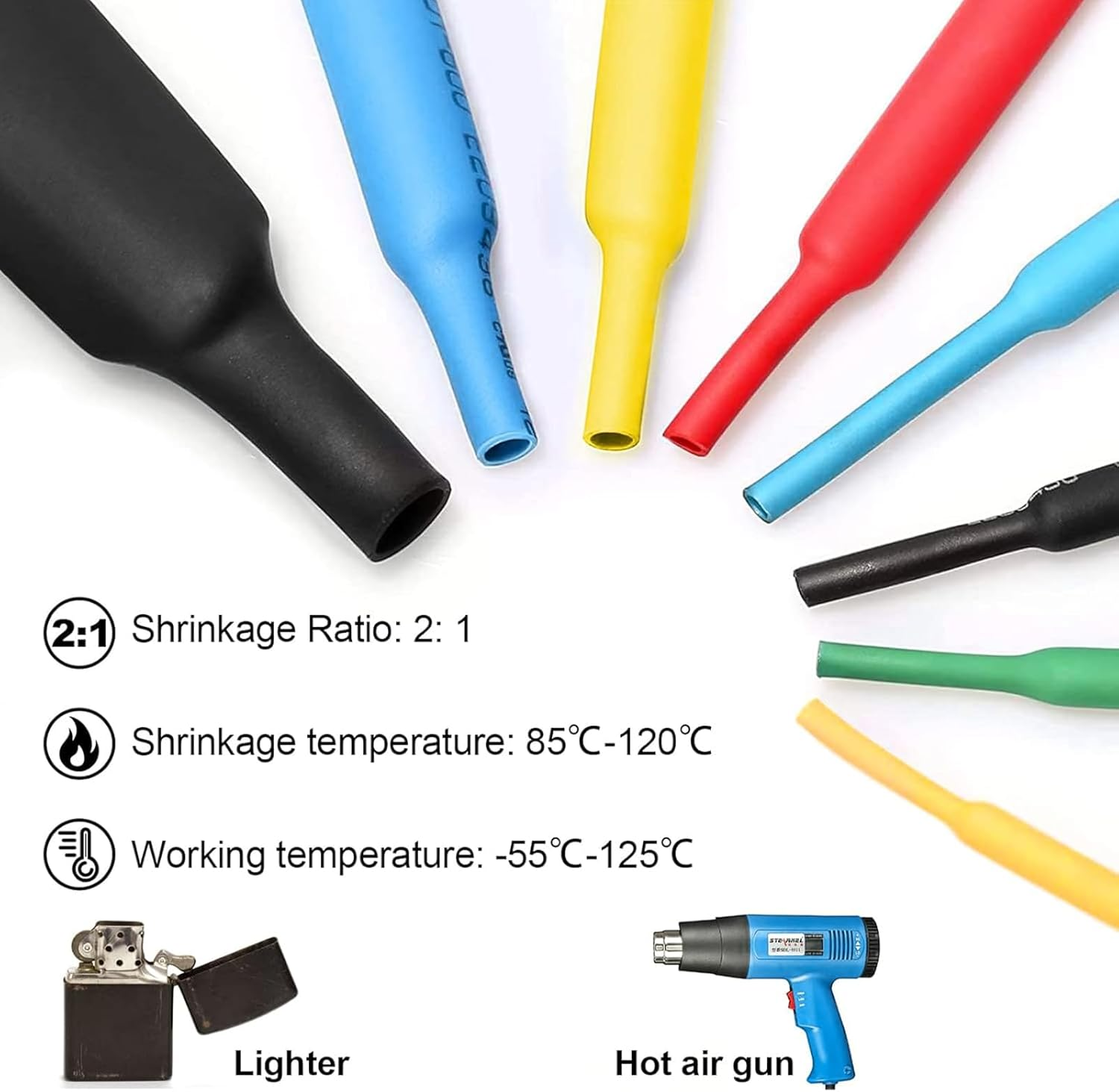 Snokay 328 Pcs Heat Shrink Tubing Kit, 2:1 Shrink Ratio Electric Insulation Tubes, 8 Sizes for Cable and Wire Repair, Industrial Shrink Wrap Tubing