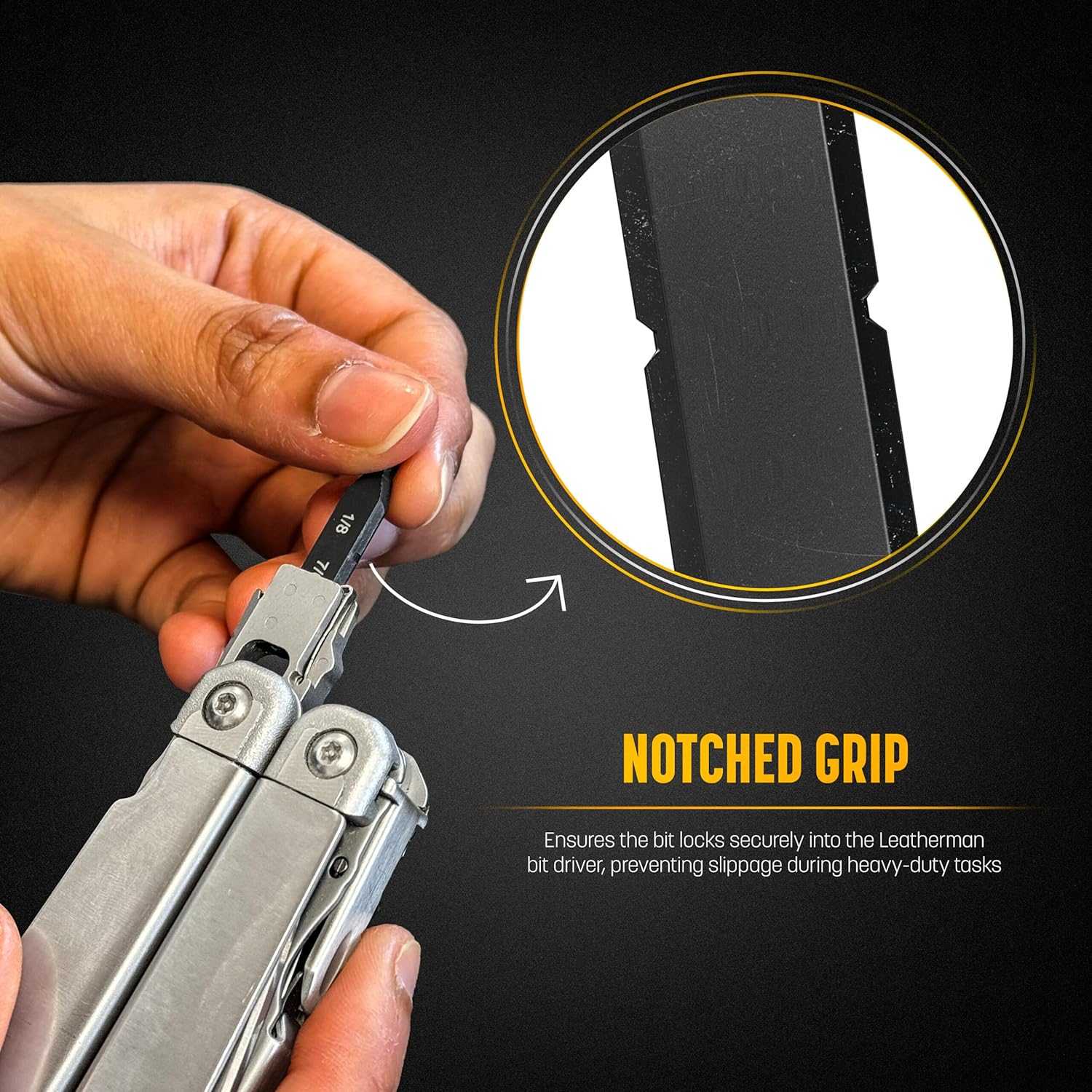 Galvanox 21PC Flat Bit-Kit Designed for Leatherman Multi-Tool Screwdrivers, [59-HRC] Industrial-Grade Hardened S2 Impact Steel, Set Includes Double-Sided Sheath Holder (Black) image number 1