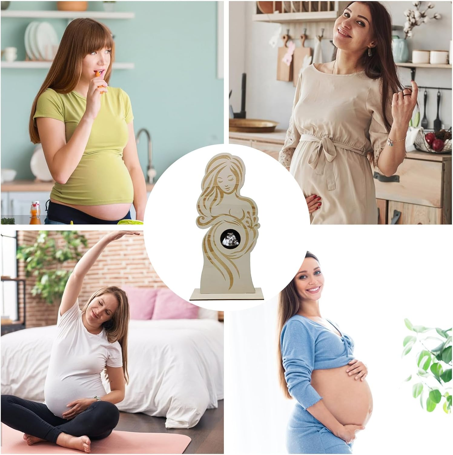 Ultrasound Frame, Wooden Baby Photo Keepsake, 12.6X5.91 Inches, Exquisite Craftsmanship, Pregnant Woman Picture Ornament, Memorable Frame for Expectant Mothers-To-Be image number 4