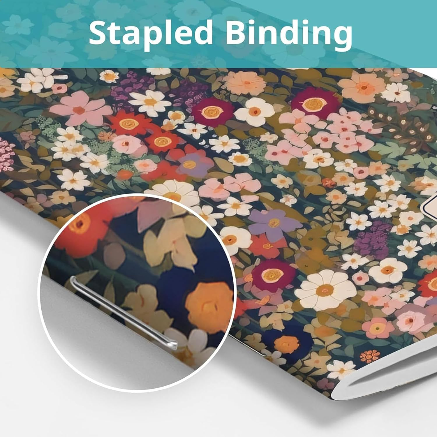 12PCS A5 Aesthetic Notebook, Hardcover College Straight Line Horizontal Line Notebook, Cute Blooming Floral Journaling Notebook with Double Pocket Lined Pages, for Office, School, and Gift image number 1