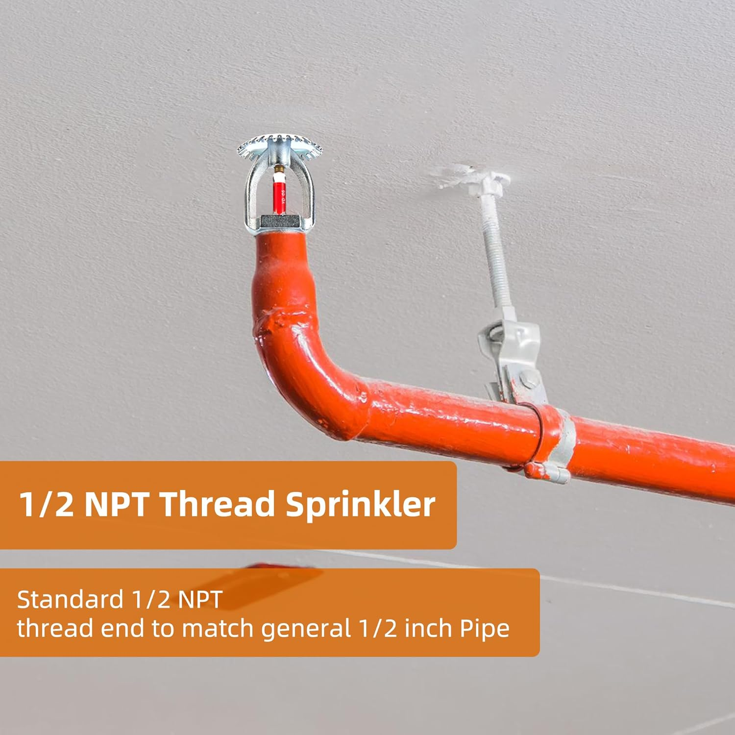 5Pc Fire Sprinkler Head & Wrench, 1/2 Inch 155℉ Upright Sprinklers K80 Water Spray up 68&deg;C Quick Response 1/2 NPT Thread for Home/Commerical/Residential Replacement (Upright Type) image number 5