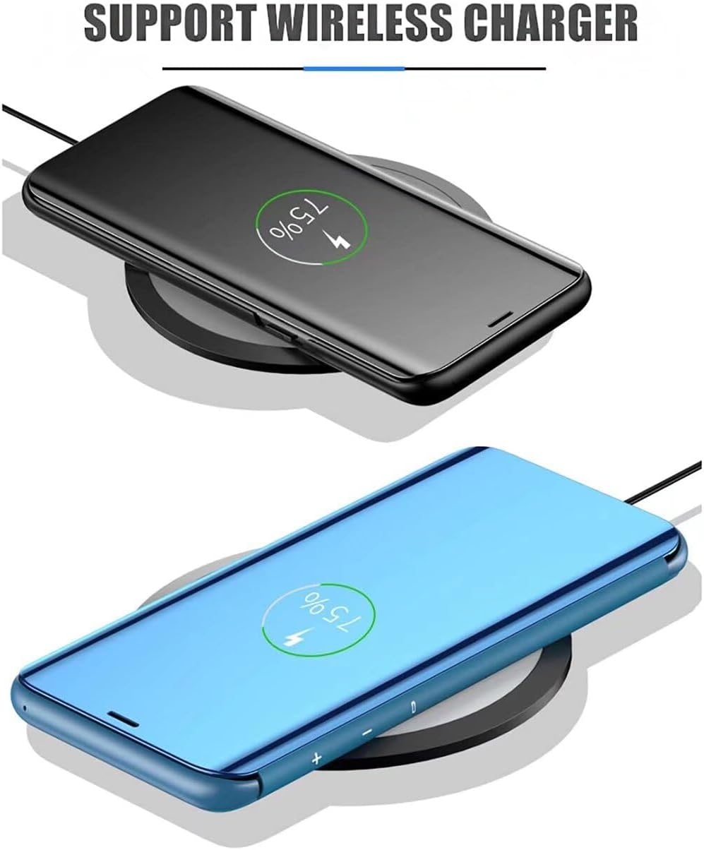 SEAHAI Case for Samsung Galaxy S25 5G, Mobile Phone Case Clear View Cover Mirror Flip PU Leather Case Plating PC Protective Case with Hard Stand Function - Black - Black image number 3