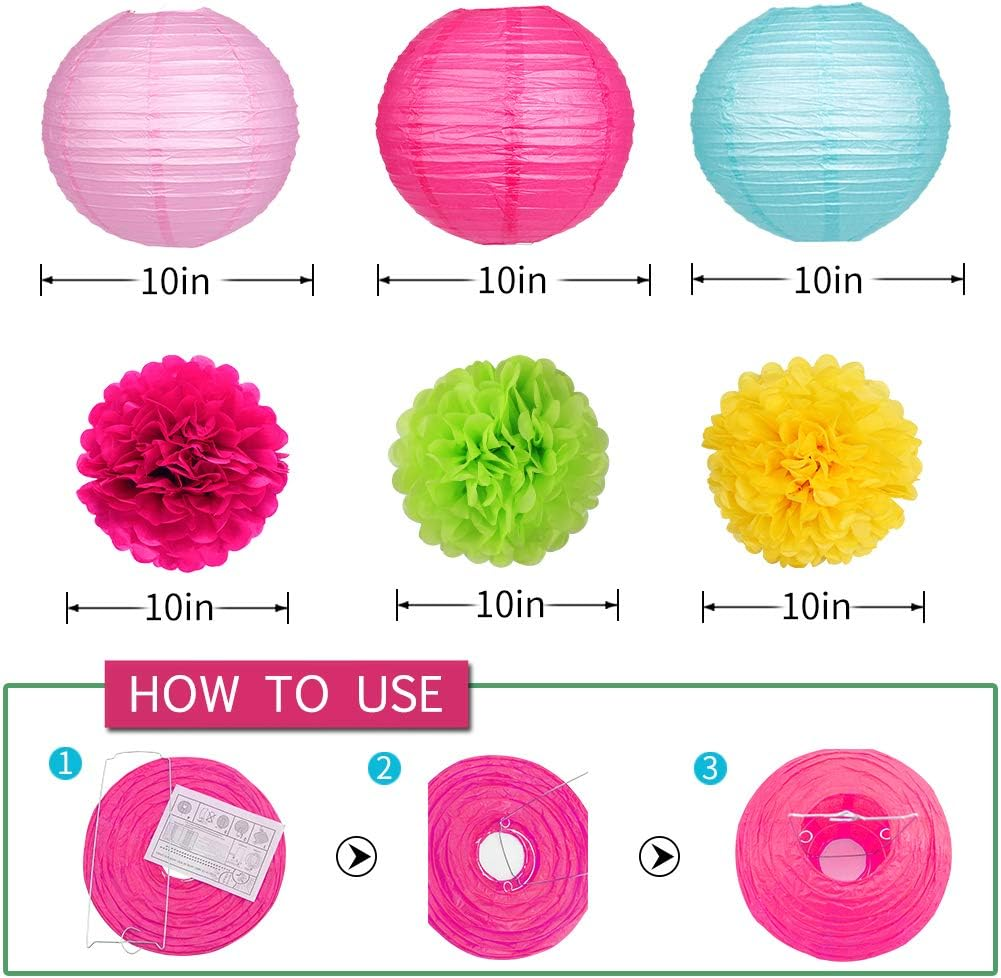 Zilue Flamingo Party Decorations Hawaiian Party Supplies Flamingo Honeycomb Ball Paper Lanterns Tissue Paper Fan for Luau Tropical Birthday Party Summer Decor image number 6