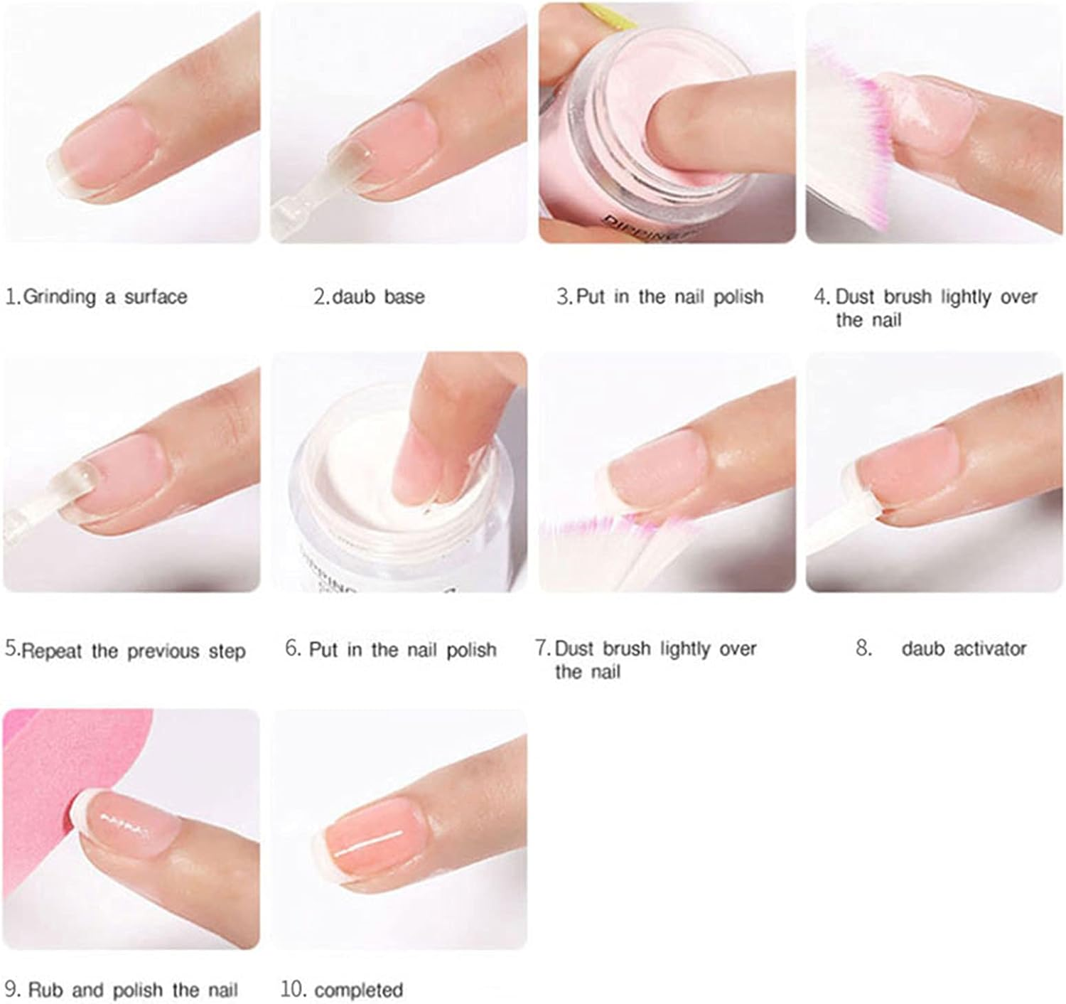 Dipping Powder Nail Liquid Glue Base Coat Top Activator Optional Tools image number 6
