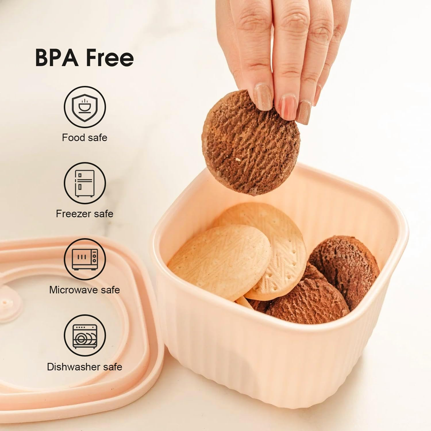 Felic 4PCS Mixing Bowl Set with Lids, Square Nested Food Storage Set in Various Sizes, Versatile Plastic Mixing Bowls for Kitchen Cooking,Mixing,Baking,Prepping,Stirring,Serving (Square Shape) image number 1