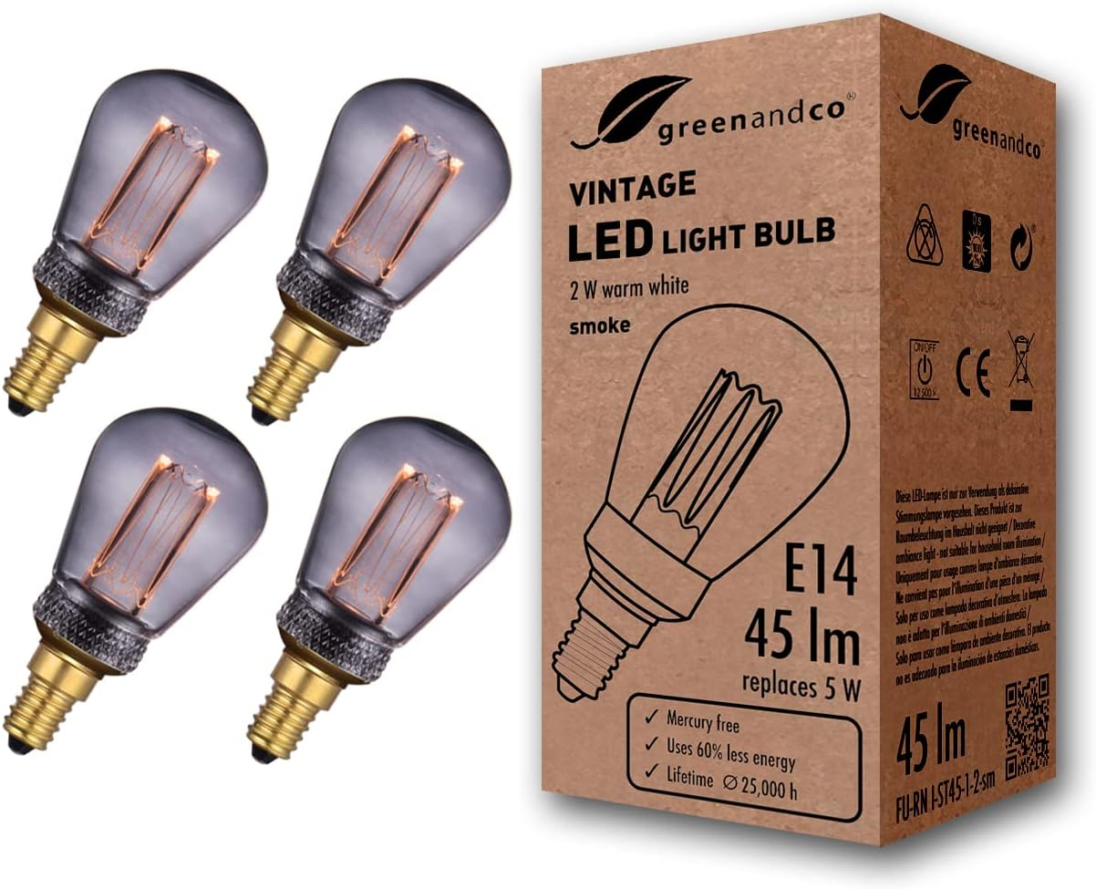 Greenandco Vintage Style Edison Decorative LED Bulb | 1800K Extra Warm White | 320&deg; | 230V | No Flicker | E27 ST64 | Gold | 4W 200Lm | Non-Dimmable