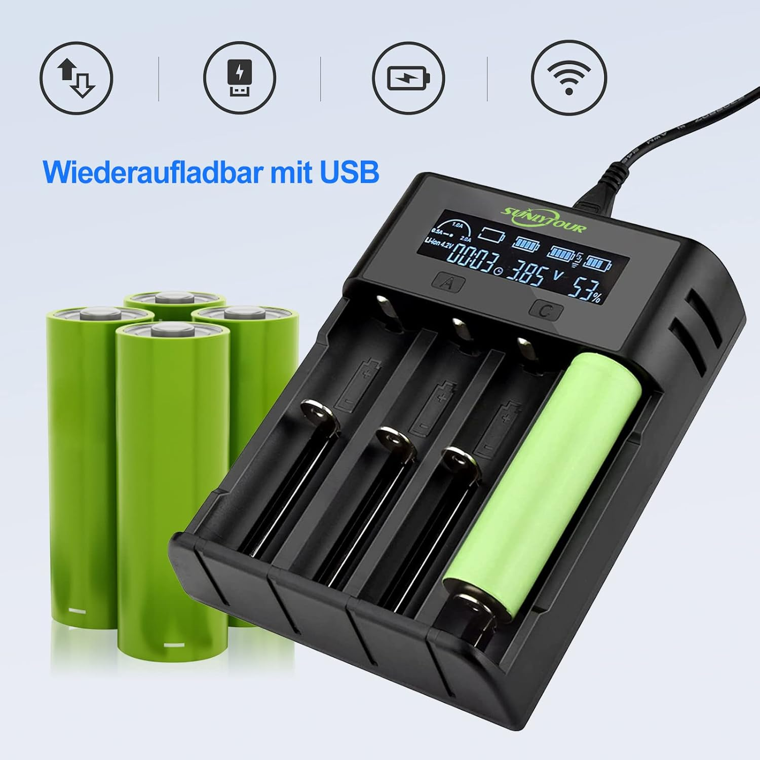 21750 21700 Battery Charger, 4 Slots 18650 Battery Charger 21750 18650 21700 Charger for 20700 22500 22650 26650 26700 16340 (R) CR123. 17650 17670 Rechargeable Battery with PCB Protection Board