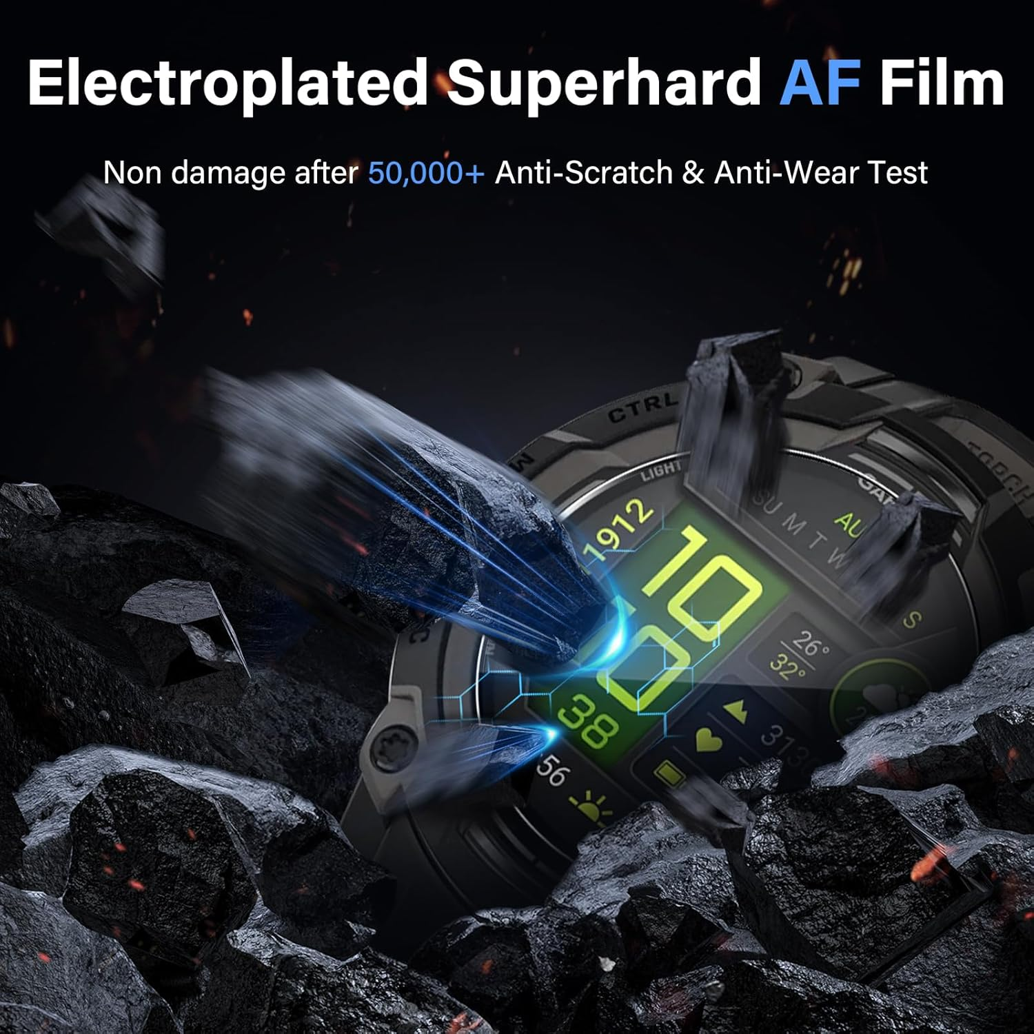 Funrae Screen Protector Compatible with Garmin Instinct 3 45 Mm Amoled/Solar for Tempered Glass, [Pack of 4] Bubble-Free HD Anti-Scratch Screen Protector Waterproof Hardness 9H Screen Protector Film image number 4