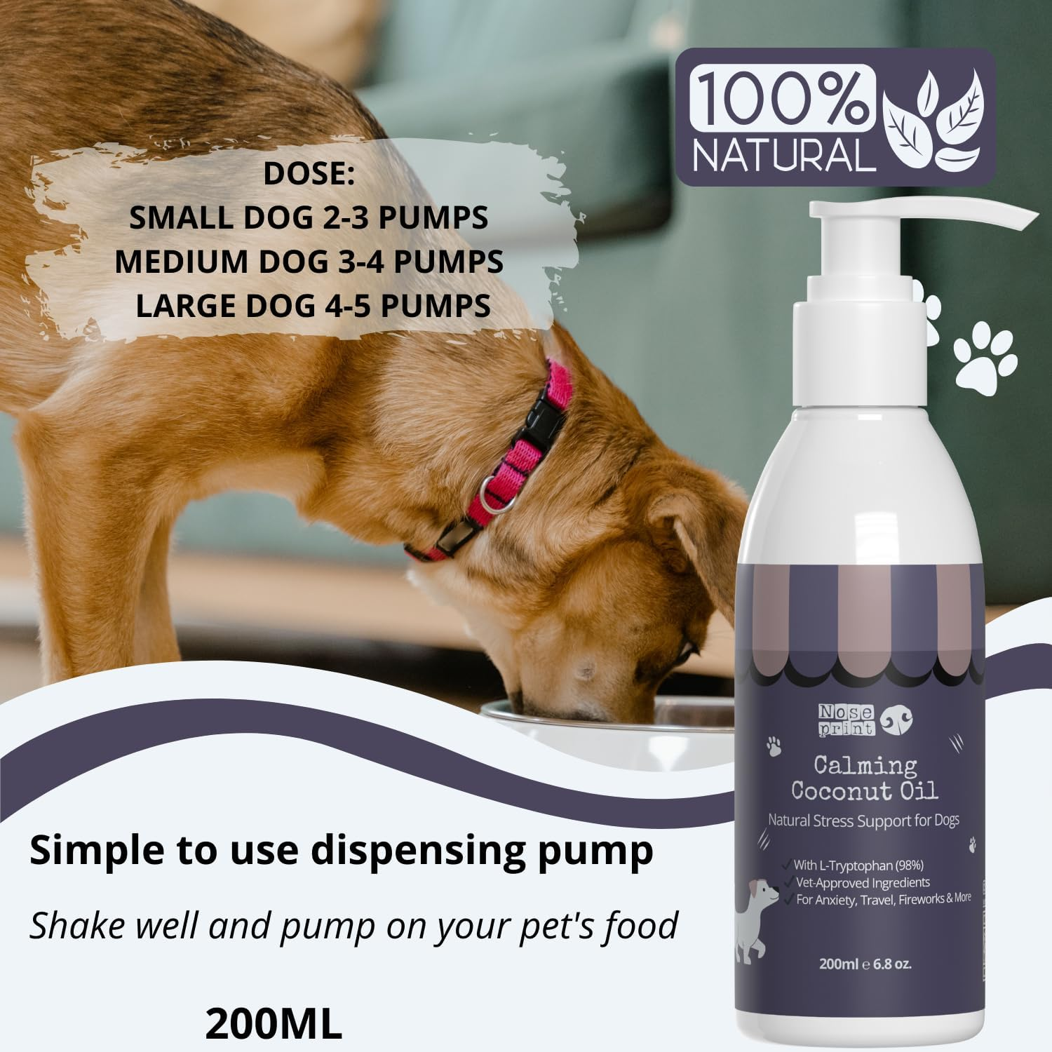 Duck Calming Coconut Oil for Dogs & Cats &ndash; 200Ml Anxiety Relief Supplement with Chamomile, Valerian & Ashwagandha &ndash; Natural Stress Soothing Formula &ndash; Fast-Acting & Long-Term Calmer