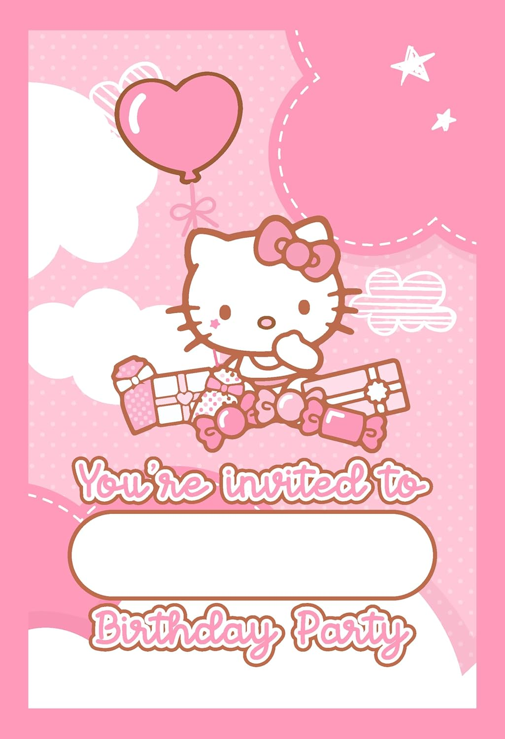Set of 20 Hello Kitty -Themed Happy Birthday Invitation Cards & Envelopes - Lightweight (240G), Postcard Style Invites for the Perfect Party Pack image number 6