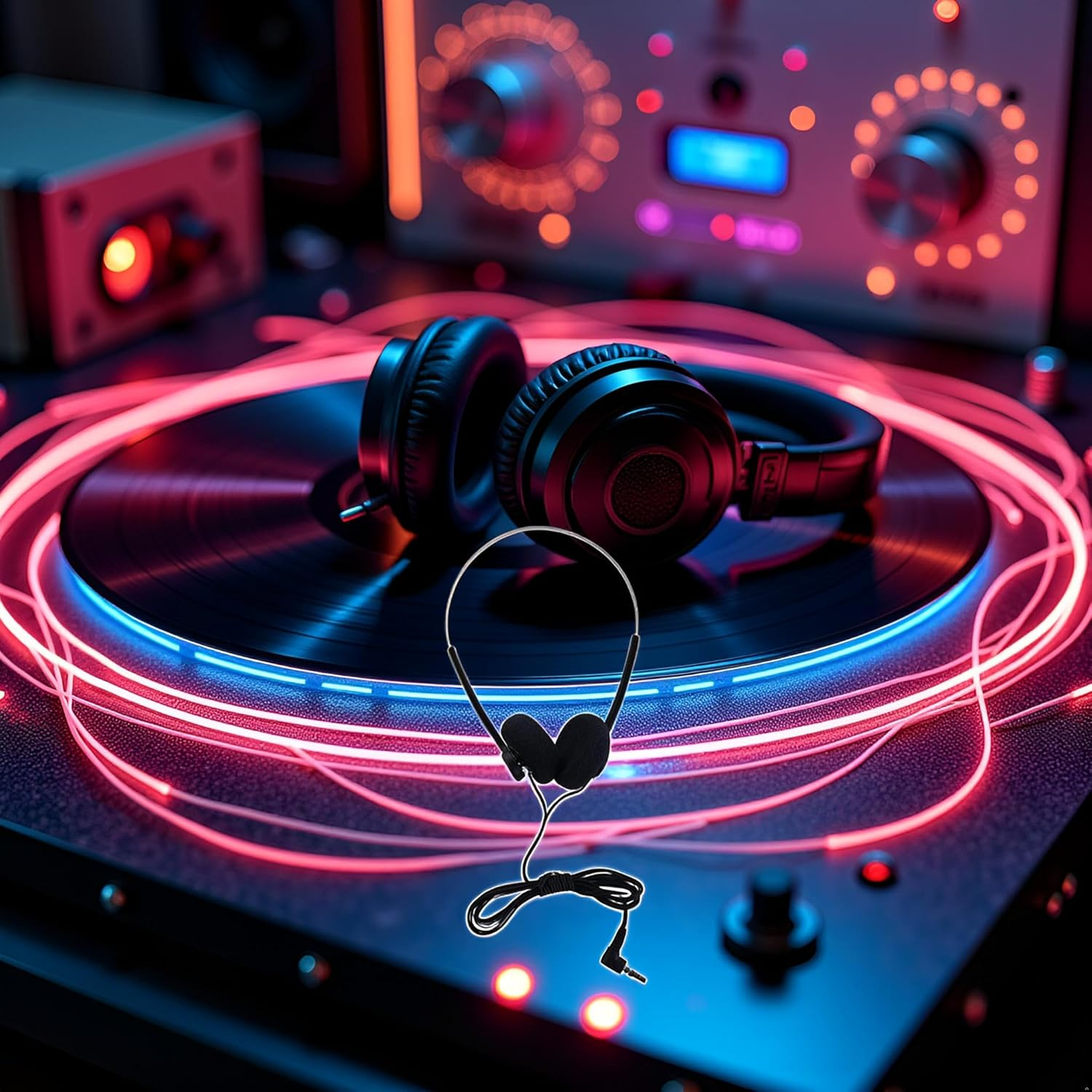 Black Retro on Ear Headphones, Wired Stereo Headphones, Walkman Headphone, Lightweight Portable Headphone with Adjustable Headband,Over-Ear Headphones,Open-Ear Headphones,Headphones and Earbuds image number 3