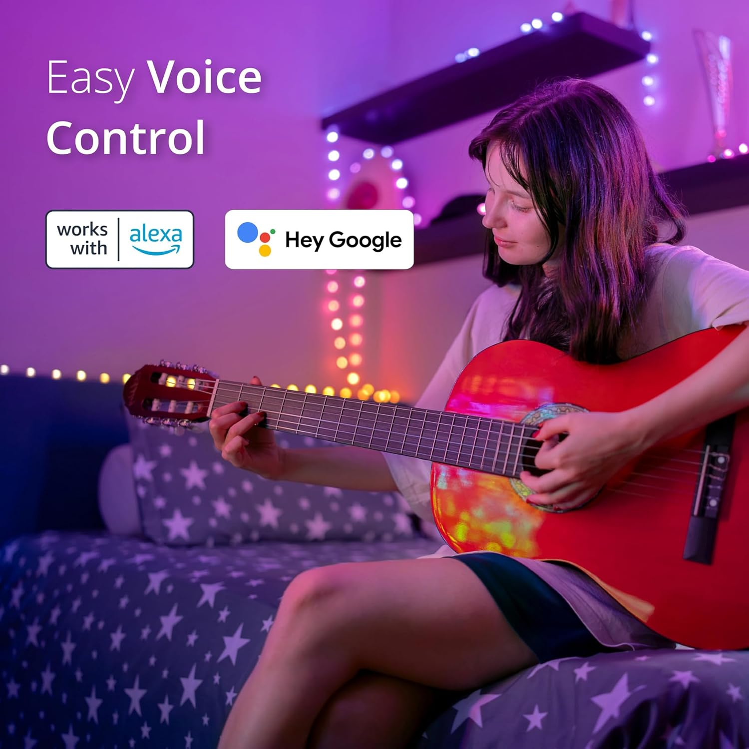 Twinkly Strings AUB-C &ndash; 100 Star-Shaped RGB Leds, Clear Wire, AUB-C image number 6