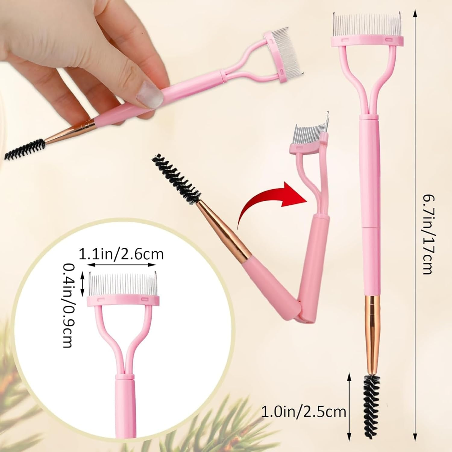 ITADAKU 3-Pack Foldable Eyebrow and Eyelash Shaper - Double Head Lash Separator, Mascara Comb, and Spoolie Brush for Perfect Lashes and Brows image number 4