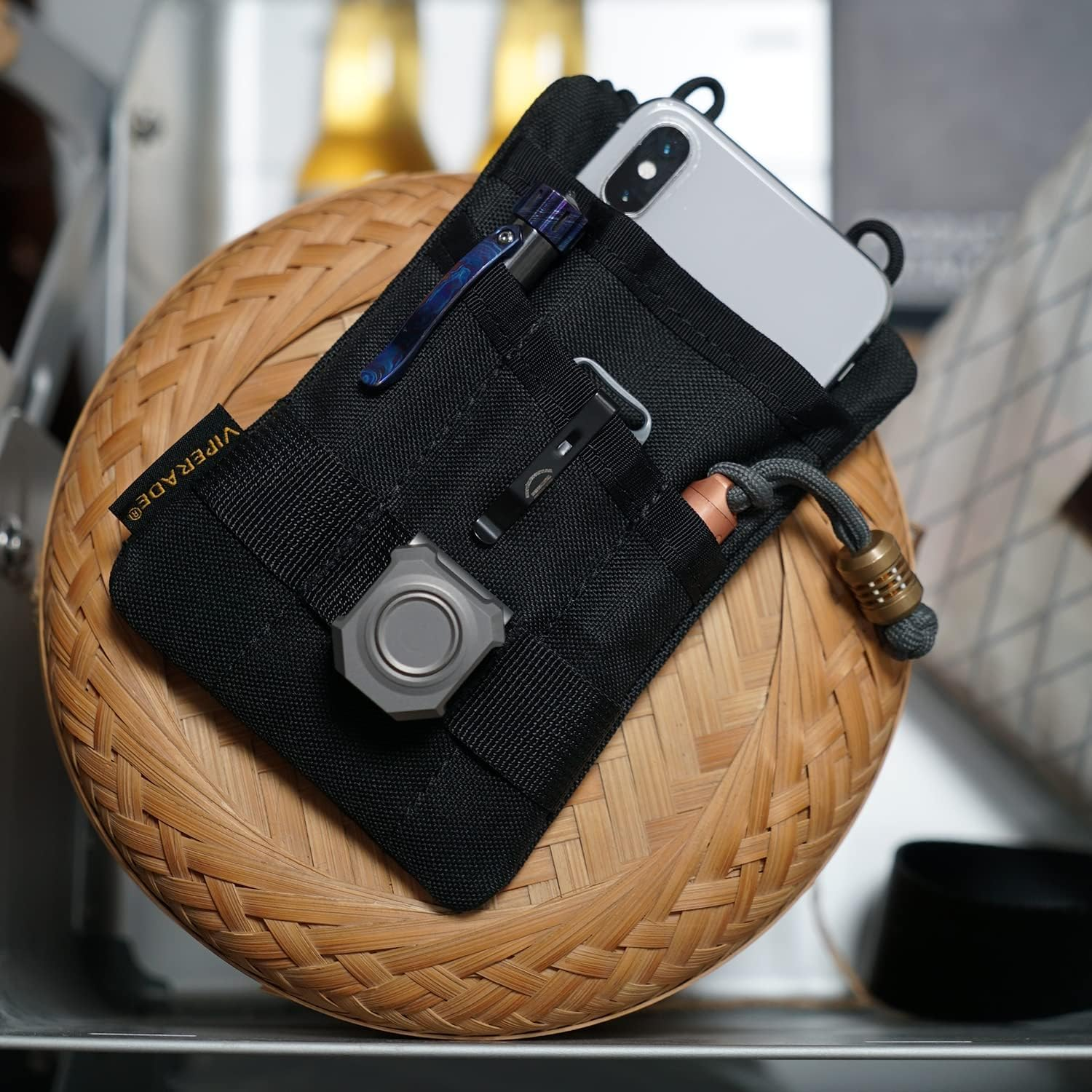 VIPERADE VE1 Pocket Organizer, Tool Pocket Organizer for Men, Pocket Organizer Storage EDC Gears, Best Gift to Keep Organized, Hold Your Flashlight/Pocket Knife, Tactical Pen, Notebook (Black Camo)