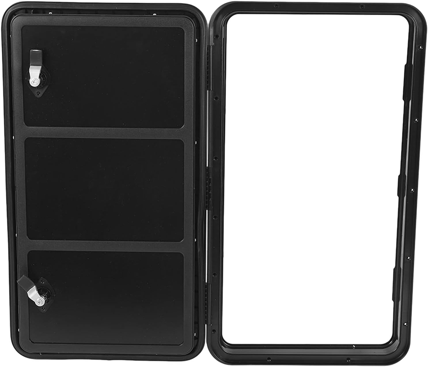 RV Access Door, 380X675Mm RV Baggage Door with Double Lock and Key, 180 Degree Wide Opening Angle, Weatherproof Design, Deck Access Hatch for RV, Trailer, Yacht (Black) image number 2