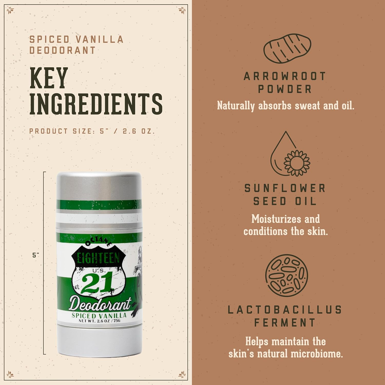 18.21 Man Made Deodorant Stick - Spiced Vanilla by 18.21 Man Made for Men - 2.6 Oz Deodorant Stick, 1 Ml image number 6