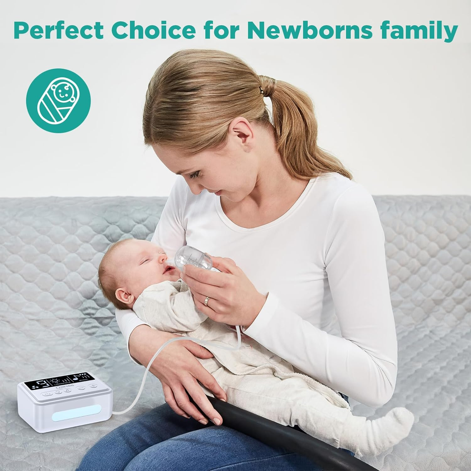 Zrfmib Electric Nasal Aspirator for Baby with 9 Level Suction, Hospital Grade Baby Nose Sucker, Nursery Rhyme and Night Light Soothing, Safe for Infants and Toddlers, White image number 6