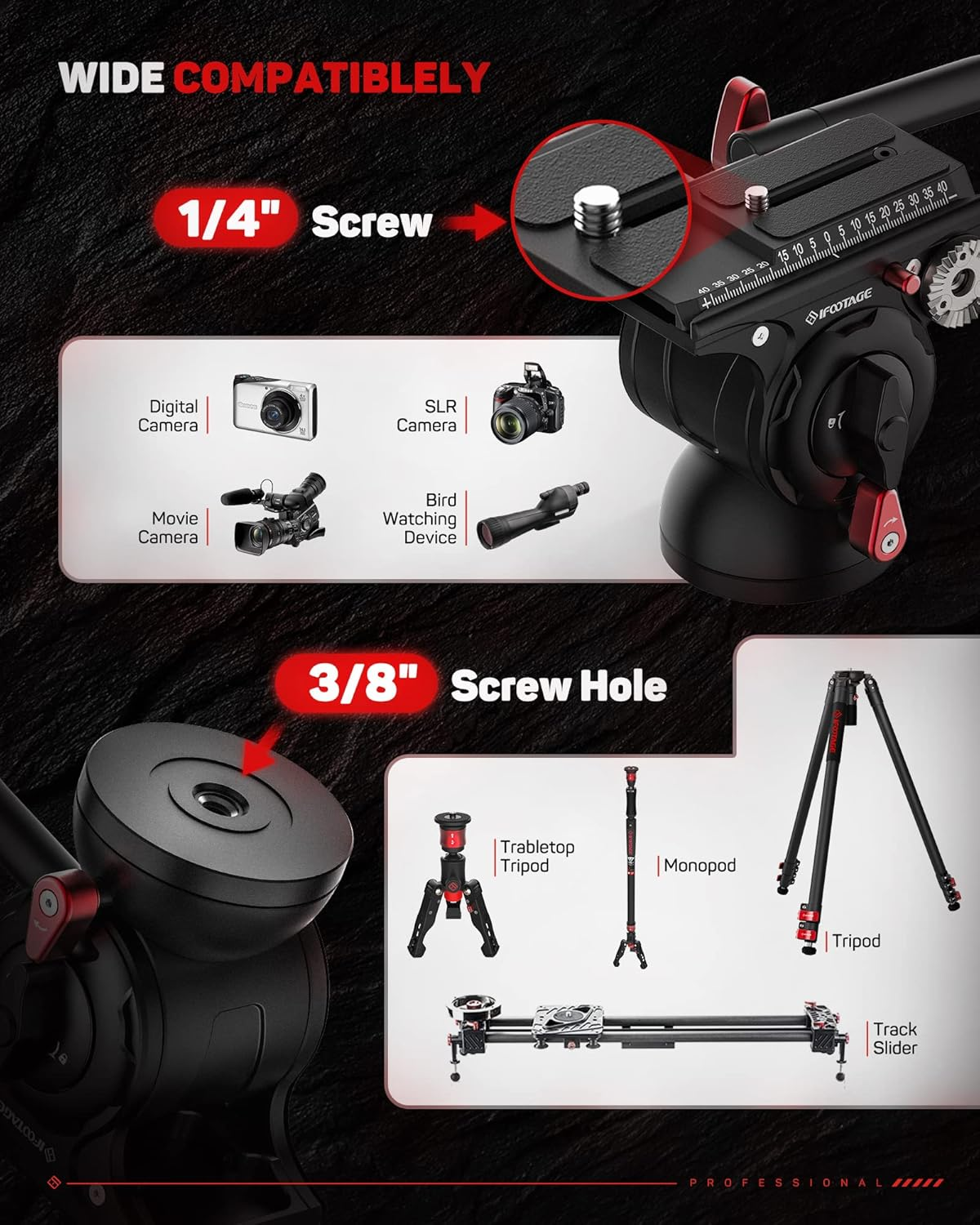 IFOOTAGE Komodo K5S Fluid Head, Aluminum Tripod Head Camera Video Head for DSLR Camera, Camcorder, Monopod and Tripod, Payload 5KG/11LB image number 6