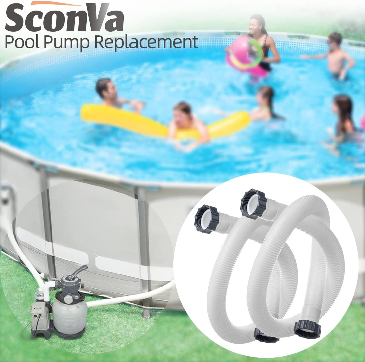 1.5" Diameter 29060E Pool Pump Replacement Hose for Intex Filter Pumps Sand Pump & Saltwater Systems - 59" Long(2 Pack) image number 4