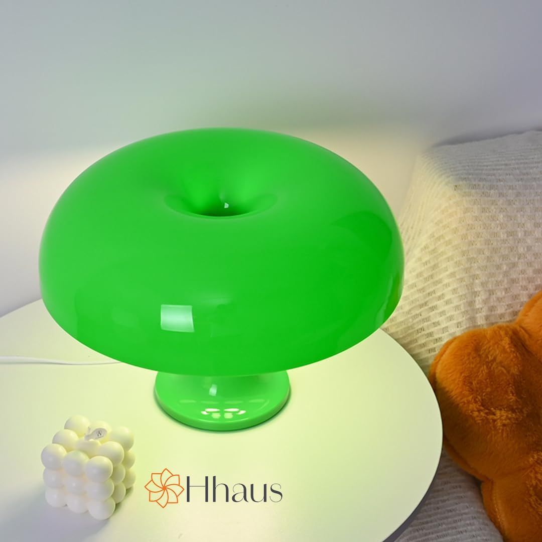 Funky LED Mushroom Lamp (Green) | Cute Night Light | Remote Controlled and Dimmable | Retro Living Room Decor | Relaxing Ambience and Mood Lighting | Auto Timer | Living Room Home Decor Lighting