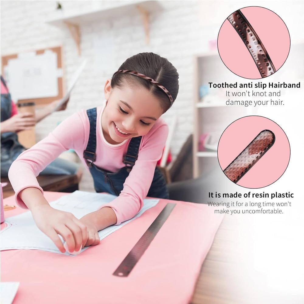 6 Pieces Headband, Multi-Color Hair Bands with Teeth Comb, Skinny Hair Accessories for Women Men, and Girls (8Mm Wide)