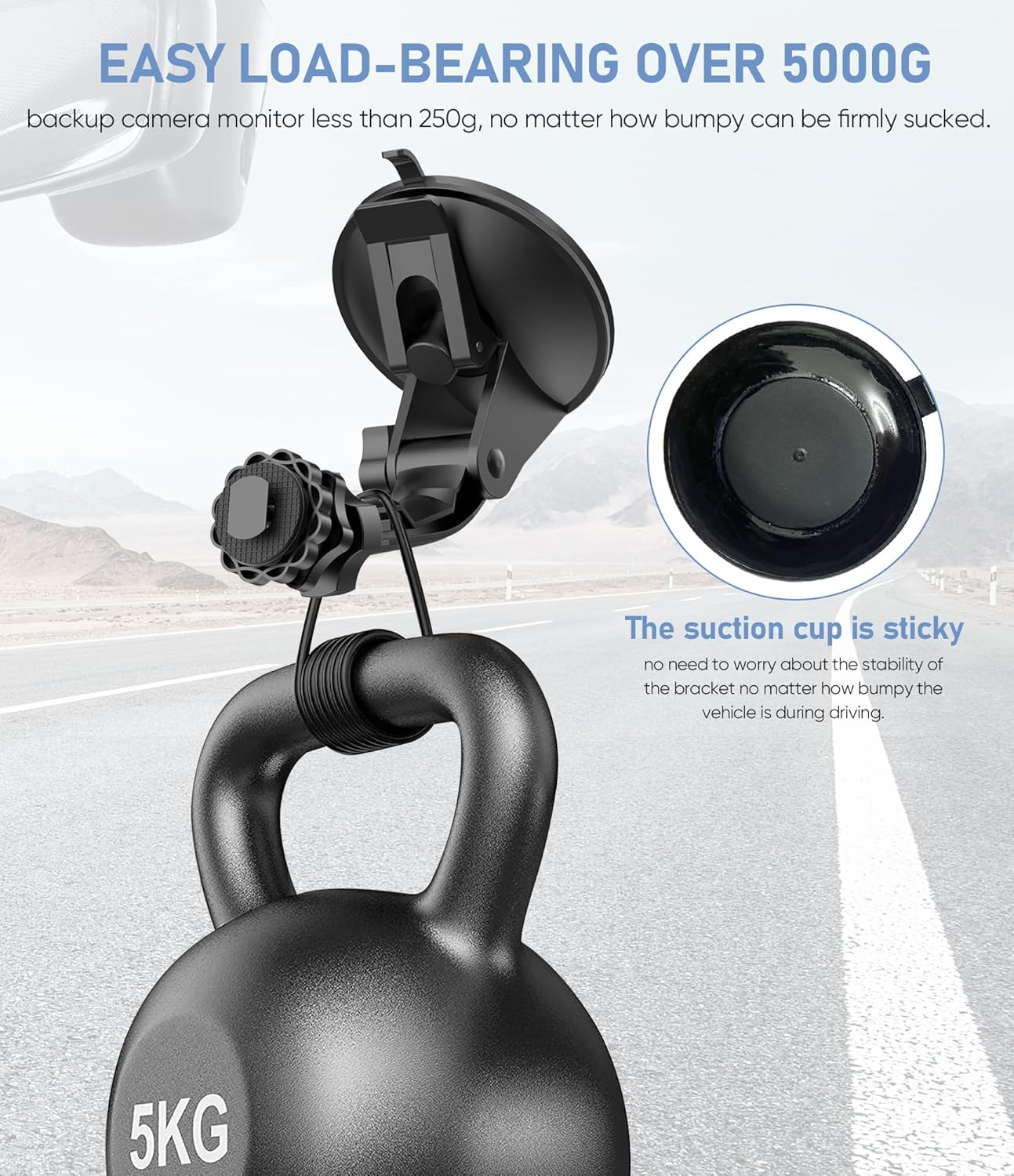 Pixelman Backup Camera Monitor Mount,(7/9 Inch) Large Dual Suction Cup Reverse Camera Monitor Mount,Windshield Holder for Rear View Monitor,Car Display Monitor Bracket for Rvs,Trucks,Vans image number 3