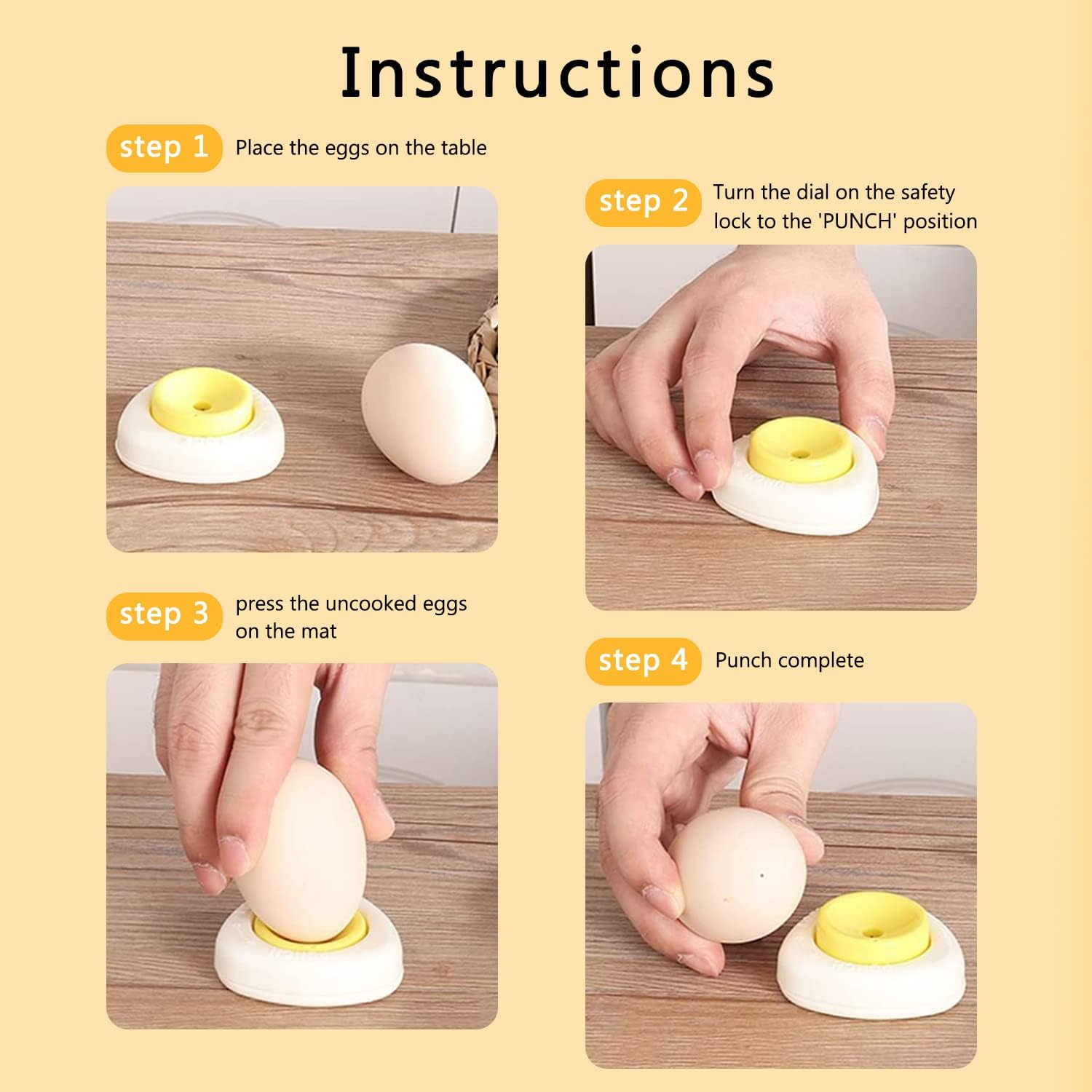 Egg Opener Tool Egg Hole Puncher, Semi-Automatic Egg Shells Pinhole Beater, Egg Piercer Pricker Dividers Beater with Lock, for Raw/Soft Hard Boiled Egg image number 3