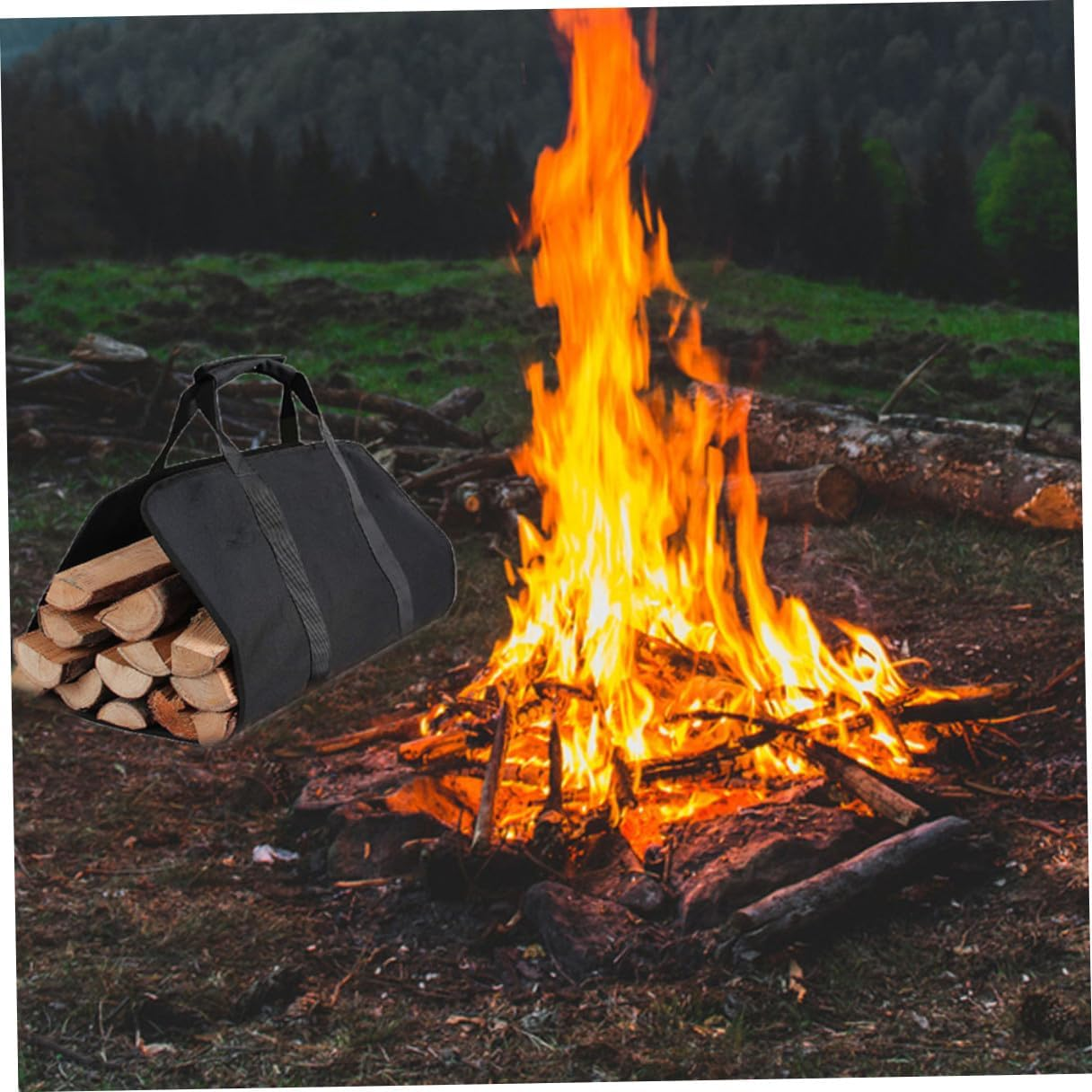 Heavy-Duty Firewood Storage Carrier Bag Portable Canvas Log Holder for Camping Hiking Outdoor Use Foldable Firewood Container Tote for Lumber Garden Tools and Picnic Equipment image number 5