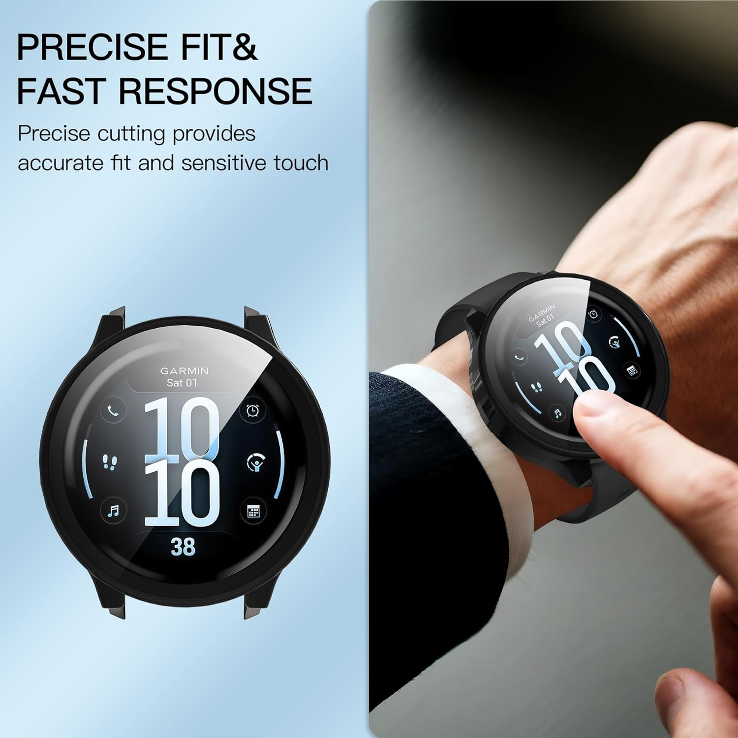 Suoman 3 Pack Case for Garmin Venu 4 45Mm Screen Protector, All-Around Protective PC Cover Tempered Glass Screen Protector Case for Garmin Venu 4 45Mm-Black