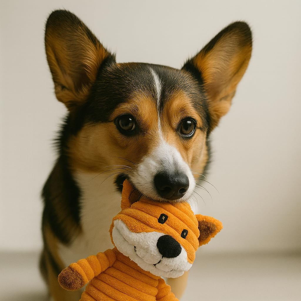 Jalousie Plush Toys Assortment Value Bundle Puppy Pet Mutt Squeak Toy for Medium Large Dogs (5 Pack Corduroy) image number 6